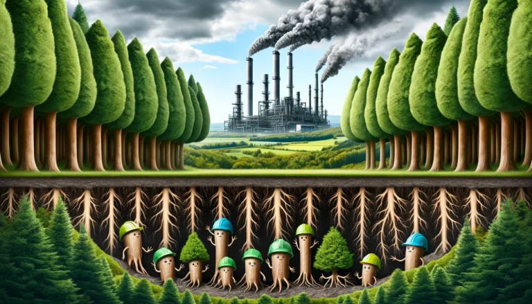 DALL·E 2024-02-19 20.13.25 - A visually appealing, wide image representing the concept of carbon sequestration